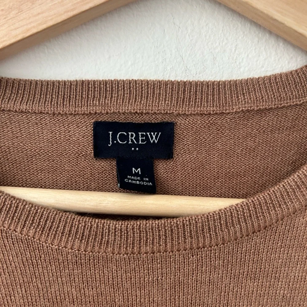 J. Crew Men’s Medium Tan Merino Wool Blend Crewneck Sweater Classic Pullover